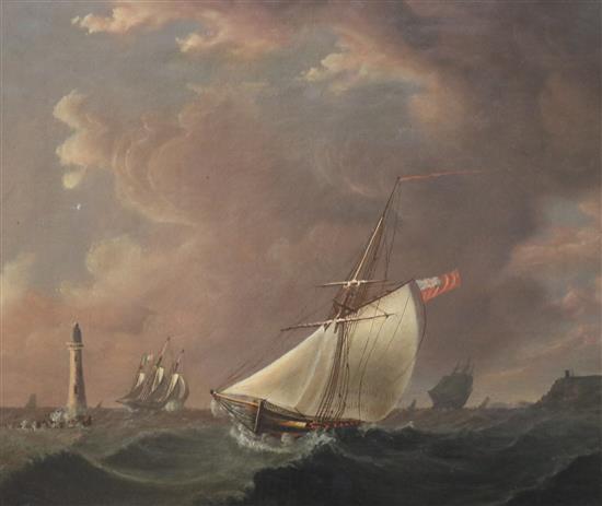 19th century English School Shipping off the coast 16.5 x 19.5in.